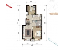 城市之光东望售楼处2室2厅1厨1卫70㎡户型