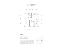 长安悦玺户型图 B户型 面积：104.00㎡ 售价：827万