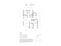 长安悦玺户型图 G户型 面积：173.00㎡ 售价：1375万