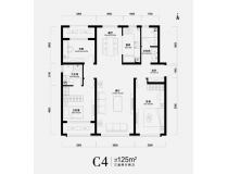 中海寰宇天下天赋  125平户型 参考总价：937.5万元/套
